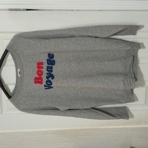 Old Navy navy sweatshirt grey. Bon Voyage saying. Size Large